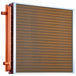 VEVOR Water to Air Heat Exchanger, 24 x 24 in Finned Tube HVAC Heat Exchanger Coil with Copper Tubes & Aluminum Fins, 225K BTU Output for Outdoor Wood Furnace, Hydronic Heating & Cooling Systems