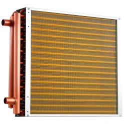 VEVOR Water to Air Heat Exchanger, 18 x 18 in Finned Tube HVAC Heat Exchanger Coil with Copper Tubes & Aluminum Fins, 120K BTU Output for Outdoor Wood Furnace, Hydronic Heating & Cooling Systems