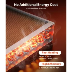 VEVOR Water to Air Heat Exchanger, 18 x 18 in Finned Tube HVAC Heat Exchanger Coil with Copper Tubes & Aluminum Fins, 120K BTU Output for Outdoor Wood Furnace, Hydronic Heating & Cooling Systems