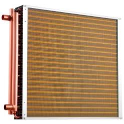 VEVOR Water to Air Heat Exchanger, 22 x 22 in Finned Tube HVAC Heat Exchanger Coil with Copper Tubes & Aluminum Fins, 190K BTU Output for Outdoor Wood Furnace, Hydronic Heating & Cooling Systems