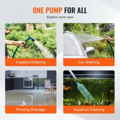 VEVOR Water Transfer Pump, 120V AC 360 GPH 1/10 HP, Portable Electric Utility Pump with 6 ft Suction Hose Kit, Carbon Brushes, Impeller, Suction Strainer, for Garden, Rain Barrel, Pool, Pond, Aquarium