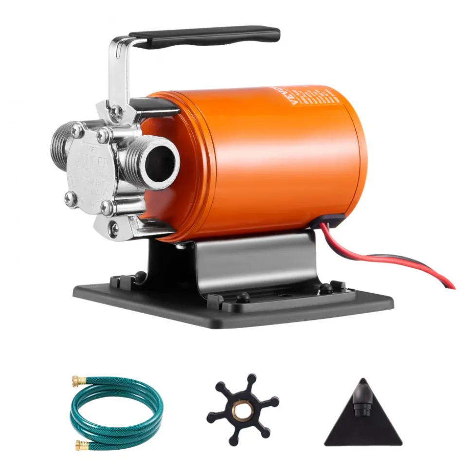 VEVOR Water Transfer Pump, 12V DC 360 GPH 1/10HP, Portable Electric Utility Pump with 6 ft Suction Hose Kit, Impeller, Suction Strainer, for Garden, Rain Barrel, Pool, Pond, Hot Tub, Aquarium Draining