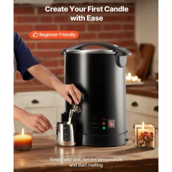VEVOR Wax Melter for Candle Making, 10.6 Qts, Fast and Even Heating, with Easy Pour Spout and Temperature Control, Hourglass Base for Non-Stick Smooth Flow, Wax Melting Pot for Making Candles Soaps