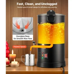 VEVOR Wax Melter for Candle Making, 5.3 Qts, Fast and Even Heating, with Easy Pour Spout and Temperature Control, Hourglass Base for Non-Stick Smooth Flow, Wax Melting Pot for Making Candles Soaps