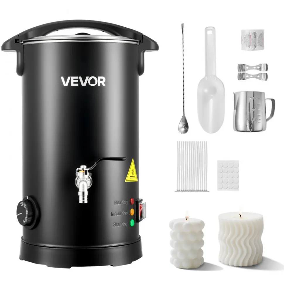 VEVOR Wax Melter for Candle Making, 5.3 Qts, Fast and Even Heating, with Easy Pour Spout and Temperature Control, Hourglass Base for Non-Stick Smooth Flow, Wax Melting Pot for Making Candles Soaps