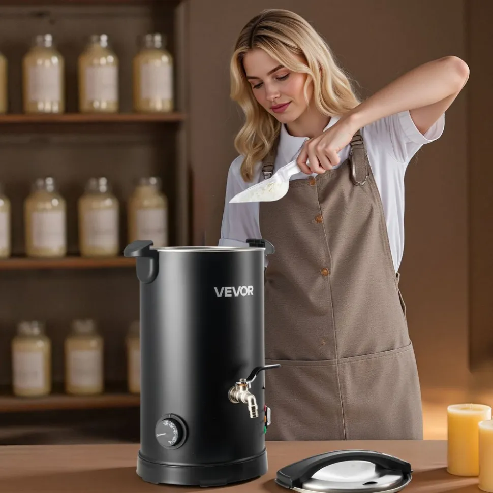 VEVOR Wax Melter for Candle Making, 5.3 Qts, Fast and Even Heating, with Easy Pour Spout and Temperature Control, Hourglass Base for Non-Stick Smooth Flow, Wax Melting Pot for Making Candles Soaps