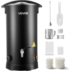 VEVOR Wax Melter for Candle Making, 15.9 Qts, Fast and Even Heating, with Easy Pour Spout and Temperature Control, Hourglass Base for Non-Stick Smooth Flow, Wax Melting Pot for Making Candles Soaps