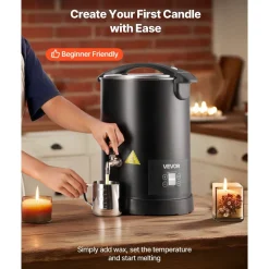 VEVOR Wax Melter for Candle Making, 10.6 Qts, Fast and Even Heating, with Easy Pour Spout and Temp Digital Display, Hourglass Base for Non-Stick Smooth Flow, Wax Melting Pot for Making Candles Soaps