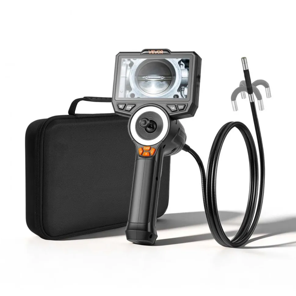 VEVOR 4-Way Articulating Endoscope with Light, True 1080P HD Industrial Borescope Inspection Camera with Articulated Probe, Flexible Snake Scope Cam for Wall Automotive Engine Inspect-4.9FT