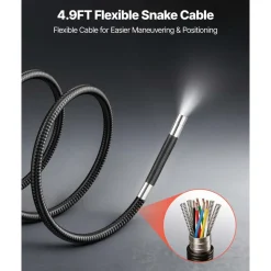 VEVOR 4-Way Articulating Endoscope with Light, True 1080P HD Industrial Borescope Inspection Camera with Articulated Probe, Flexible Snake Scope Cam for Wall Automotive Engine Inspect-4.9FT