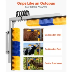 VEVOR 2 Way Livestock Scratching Brush, Dual Sided Goat Scratcher Brush with Mounting Bracket, 16.9