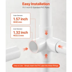 VEVOR 4-Way PVC Fittings, 1-inch PVC Pipe Joints Elbow Connector, 10-Pack Furniture Grade Pipe Corner Connectors for DIY Storage Rack, Animal Cage, Garden Support Frame, Impact & Weather-Resistant