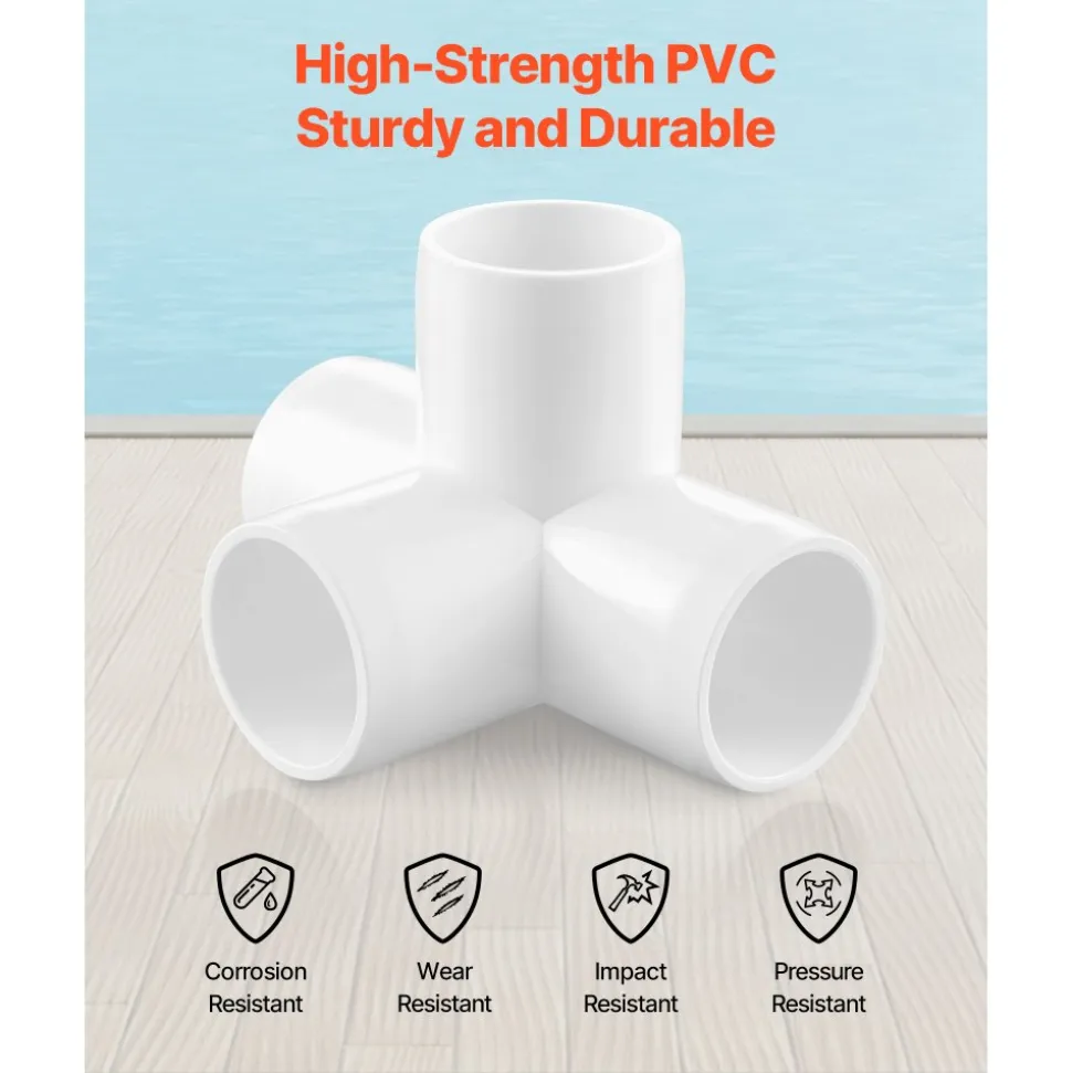 VEVOR 4-Way PVC Fittings, 1-inch PVC Pipe Joints Elbow Connector, 10-Pack Furniture Grade Pipe Corner Connectors for DIY Storage Rack, Animal Cage, Garden Support Frame, Impact & Weather-Resistant