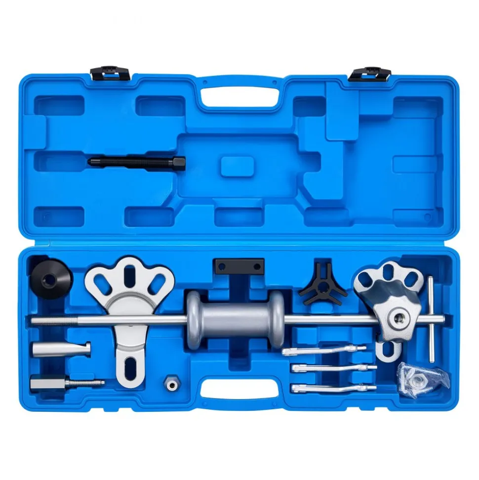 VEVOR 9-Way Slide Hammer Puller Set, 15PCS Front Wheel Hub Bearing Remover & Rear Wheel Axle Hub Dent Shaft Puller Tool Kit, Axle Bearing Puller Tool Kit and Slide Hammer Remover Set with Carry Box