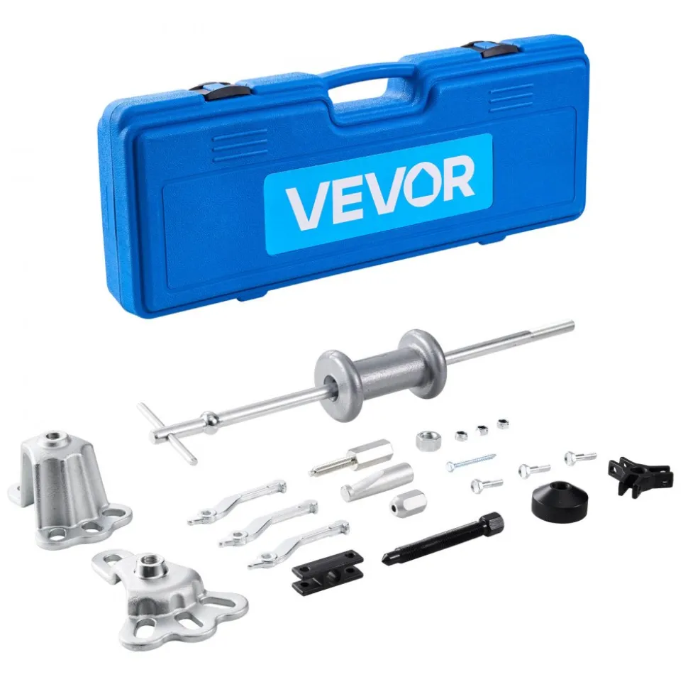 VEVOR 9-Way Slide Hammer Puller Set, 15PCS Front Wheel Hub Bearing Remover & Rear Wheel Axle Hub Dent Shaft Puller Tool Kit, Axle Bearing Puller Tool Kit and Slide Hammer Remover Set with Carry Box