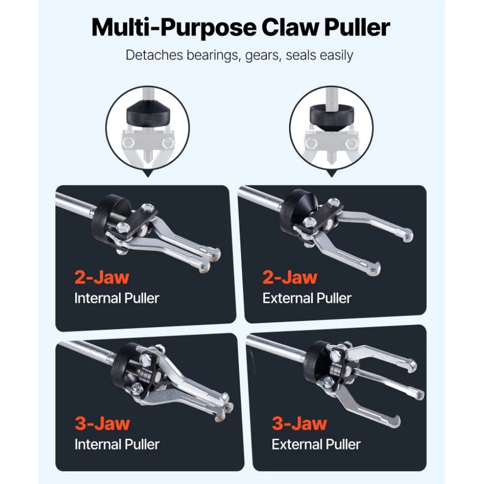 VEVOR 9-Way Slide Hammer Puller Set, 15PCS Front Wheel Hub Bearing Remover & Rear Wheel Axle Hub Dent Shaft Puller Tool Kit, Axle Bearing Puller Tool Kit and Slide Hammer Remover Set with Carry Box