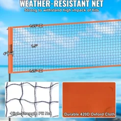 VEVOR 4-Way Volleyball Net, Adjustable Height Badminton Net Set for Backyard Beach Lawn, Outdoor Portable Volleyball Net with Carrying Bag, 4 Square Quick Assemble Game Set For Kids And Adults