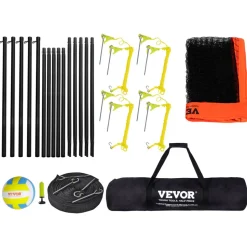 VEVOR 4-Way Volleyball Net, Adjustable Height Badminton Net Set for Backyard Beach Lawn, Outdoor Portable Volleyball Net with Carrying Bag, 4 Square Quick Assemble Game Set For Kids And Adults