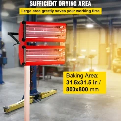 VEVOR 2000W Baking Infrared Paint Curing Lamp Short Wave Infrared Heater Car Bodywork Repair Paint Dryer/Stand