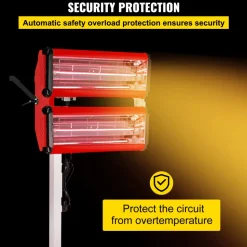 VEVOR 2000W Baking Infrared Paint Curing Lamp Short Wave Infrared Heater Car Bodywork Repair Paint Dryer/Stand