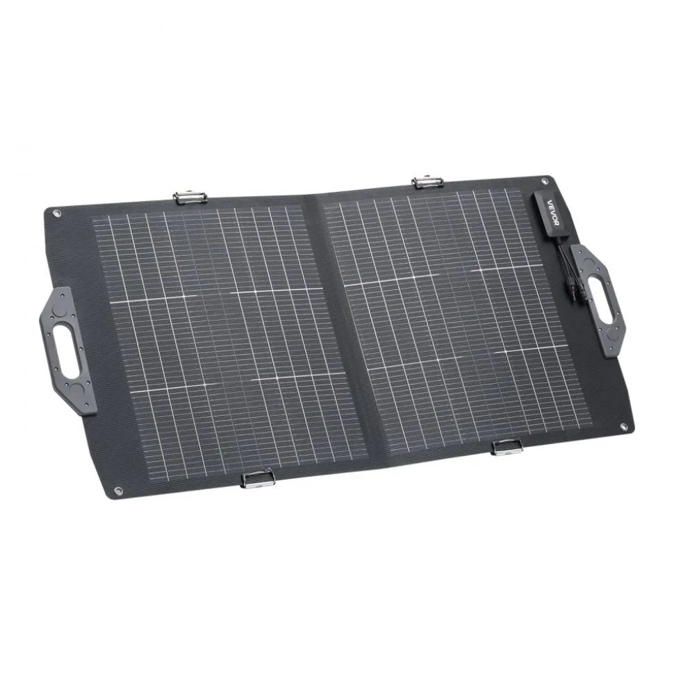 VEVOR 100W Bifacial Solar Panel, 16BB N-Type Foldable Monocrystalline Solar Panel Charger 24% Efficiency, Portable with MC4 Output, USB-A (QC3.0), Type-C & DC Ports for Power Stations Camping Hiking