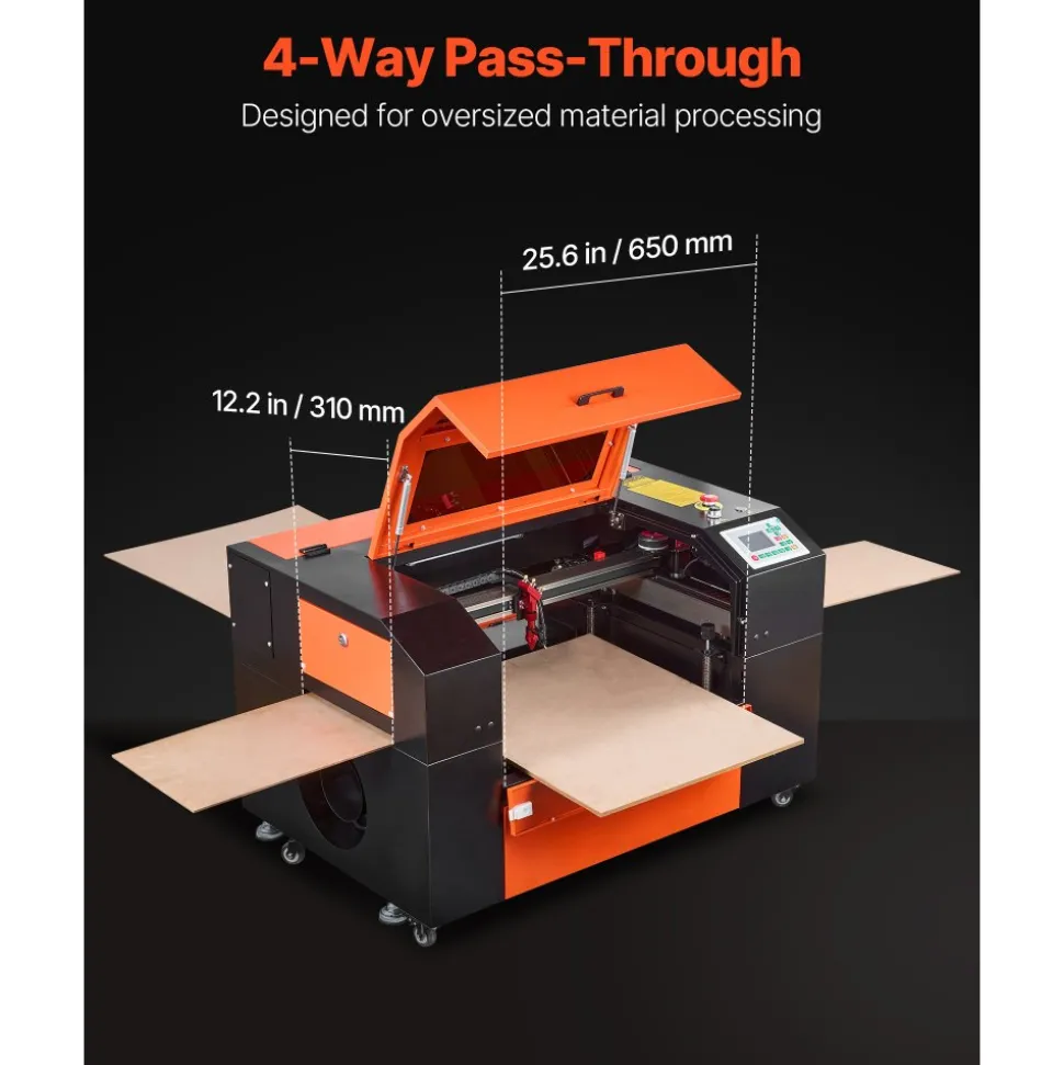 VEVOR 50W CO2 Laser Engraver, 20 x 12 in, CO2 Laser Engraver Cutter Machine with 4 Way Pass Air Assist, Engraving Cutting Machine, Compatible with LightBurn CorelDRAW RDWorks, for Wood Acrylic Glass