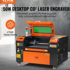 VEVOR 50W CO2 Laser Engraver, 12 x 20 in, 19.7 IPS Laser Cutter Machine with 2-Way Pass Air Assist, Compatible with LightBurn, CorelDRAW, AutoCAD, Windows, Mac OS, Linux, for Wood Acrylic Fabric More