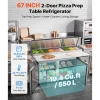 VEVOR 67"W Commercial Refrigerator 19.4 Cu. Ft Pizza Prep Table Fridge, 19" Ultra Wide Cutting Board Salad Refrigerated Worktop, Mega Top Stainless Steel Food Prep Cooler, 9 x 1/3 Pans with Lids