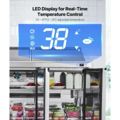 VEVOR 72"W Commercial Refrigerator, 18.7 Cu. Ft Sandwich Prep Refrigerated Table, Mega Top Food Prep Fridge with 30 Pans and Cutting Board, Stainless Steel Salad Prep Cooler for Restaurant, Food Truck