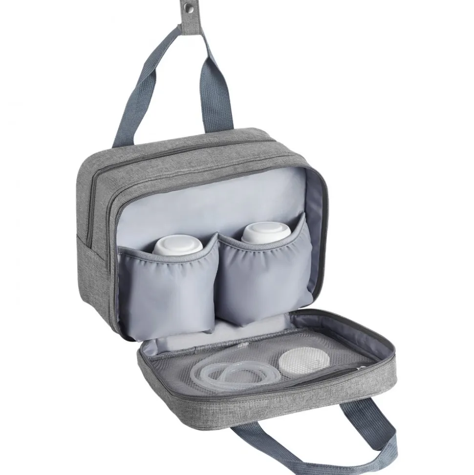 VEVOR Wearable Breast Pump Bag, Breast Feeding Bag with Ice Pack, Fits for M5/M6, Pumping Accessories & Breastmilk Storage, Portable Pump Carrying Case for Work, Travel & Family Use, Grey