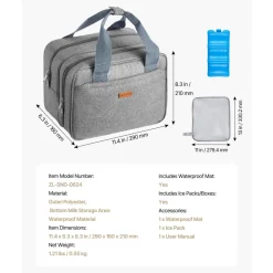 VEVOR Wearable Breast Pump Bag, Breast Feeding Bag with Ice Pack, Fits for M5/M6, Pumping Accessories & Breastmilk Storage, Portable Pump Carrying Case for Work, Travel & Family Use, Grey