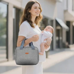 VEVOR Wearable Breast Pump Bag, Breast Feeding Bag with Ice Pack, Fits for M5/M6, Pumping Accessories & Breastmilk Storage, Portable Pump Carrying Case for Work, Travel & Family Use, Grey
