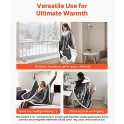 VEVOR Wearable Heated Throw Blanket Electric Shawl, Portable Robe Blanket Hoodie for Women, 5 Heating Levels, 3H Auto Shut-Off, Overheat Protection,Winter for Adult Mom Girlfriend,Machine Washable