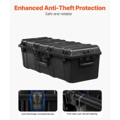 VEVOR Weatherproof Hard Case, Heavy Duty Protective Dry Box Case with Pre-Cut Foam & Retractable Pull Handles for Travel, Hunt, Military, Tactical, IP67 Waterproof Case for Cameras(112x41x34)