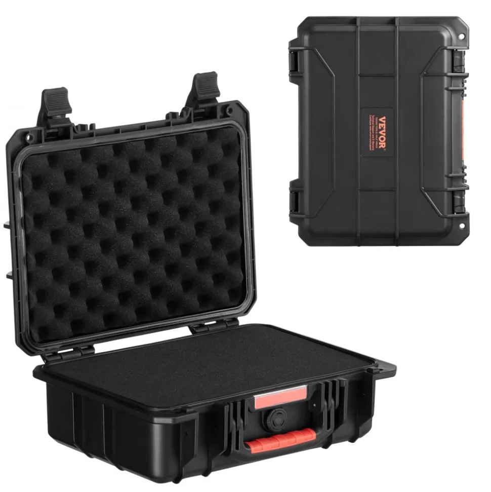 VEVOR Weatherproof Hard Case, Heavy Duty Protective Dry Box Case with Pre-cut Foam, and Retractable Pull Handles for Travel, Hunting, Military, Tactical, IP67 Waterproof Case for Cameras (40x32x16.6)