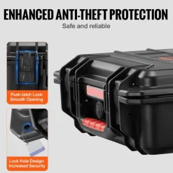 VEVOR Weatherproof Hard Case, Heavy Duty Protective Dry Box Case with Pre-cut Foam, and Retractable Pull Handles for Travel, Hunting, Military, Tactical, IP67 Waterproof Case for Cameras (40x32x16.6)