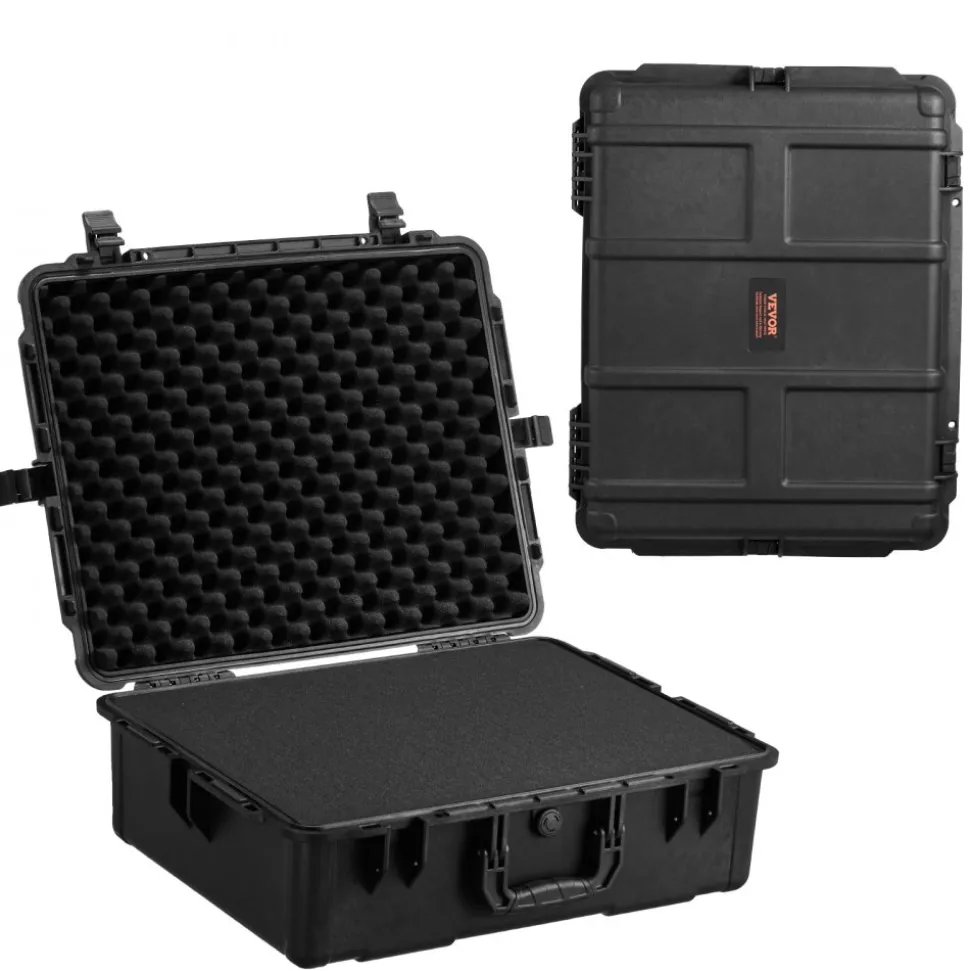 VEVOR Weatherproof Hard Case, Heavy Duty Protective Dry Box Case with Pre-cut Foam, and Retractable Pull Handles for Travel, Hunting, Military, Tactical, IP67 Waterproof Case for Cameras (56.1x37x26)