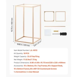 VEVOR Wedding Flower Stand, 10PCS 15.75-inch Column Flower Stand, Floral Stands with Acrylic Laminate, Gold Rectangular Floral Display Rack for Wedding, Party, Birthday, Home, Gold Centerpiece Stands