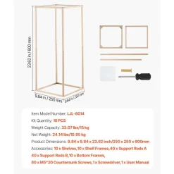 VEVOR Wedding Flower Stand, 10PCS 23.62-inch Column Flower Stand, Floral Stands with Acrylic Laminate, Rectangular Floral Display Rack for Wedding, Party, Birthday, Home, French Gold Stands