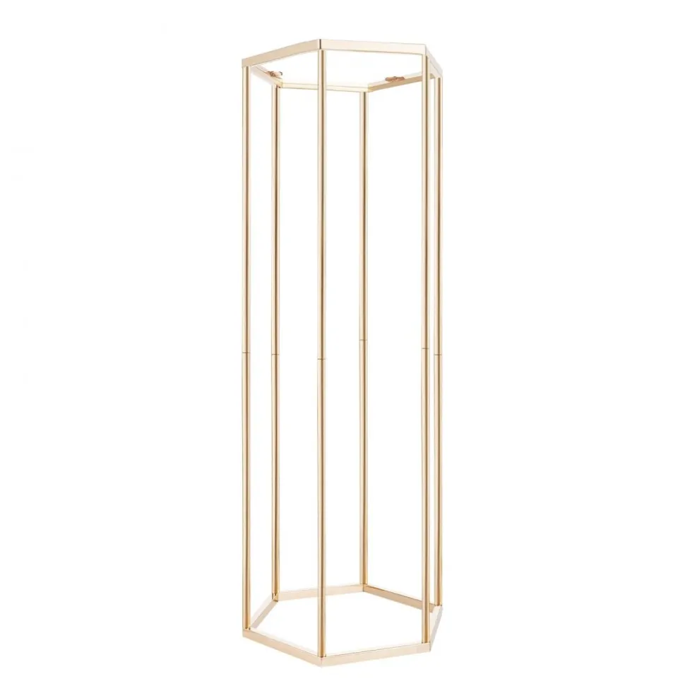 VEVOR Wedding Flower Stand, 10PCS 31.5-inch Column Flower Stand, Floral Stands with Hidden Screw, Rectangular Cubic Floral Display Rack for Wedding, Party, Birthday, Home, French Gold Stands