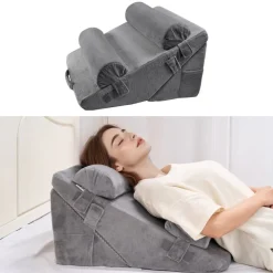 VEVOR Wedge Pillow for Sleeping, 4 Pcs Adjustable Orthopedic Bed Wedge Set, Support Arm Leg Neck Shoulder, Post Surgery Pillow for Back Pain, Acid Reflux, Snoring Relief, Sitting up in Bed, Dark Grey