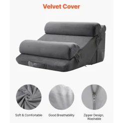 VEVOR Wedge Pillow for Sleeping, 4 Pcs Adjustable Orthopedic Bed Wedge Set, Support Arm Leg Neck Shoulder, Post Surgery Pillow for Back Pain, Acid Reflux, Snoring Relief, Sitting up in Bed, Dark Grey