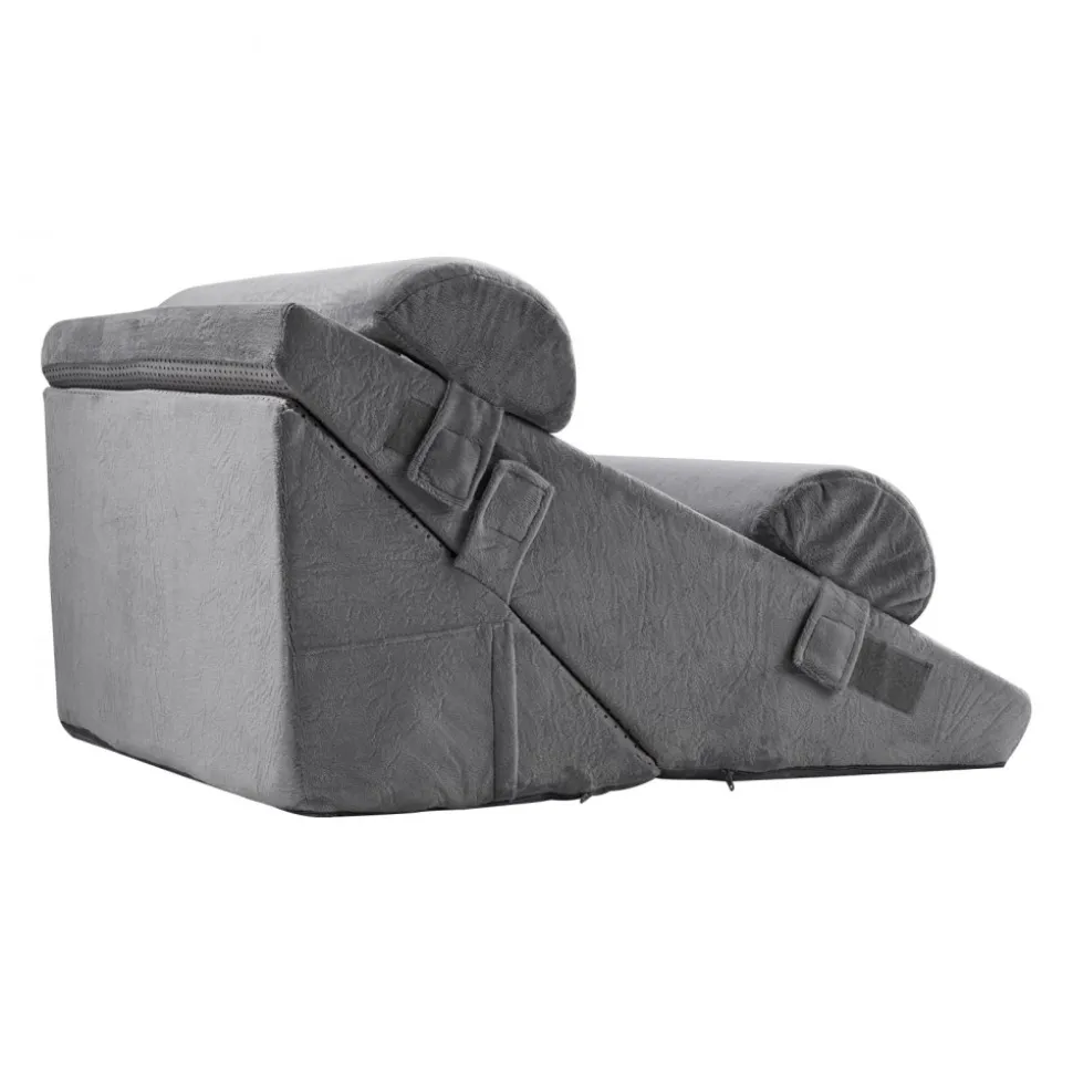 VEVOR Wedge Pillow for Sleeping, 4 Pcs Adjustable Orthopedic Bed Wedge Set, Support Arm Leg Neck Shoulder, Post Surgery Pillow for Back Pain, Acid Reflux, Snoring Relief, Sitting up in Bed, Dark Grey