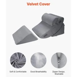 VEVOR Wedge Pillow for Sleeping, 4 Pcs Adjustable Orthopedic Bed Wedge Set, Support Leg Neck Shoulder, Post Surgery Pillow for Back Pain, Acid Reflux, Snoring Relief, Sitting up in Bed, Dark Grey