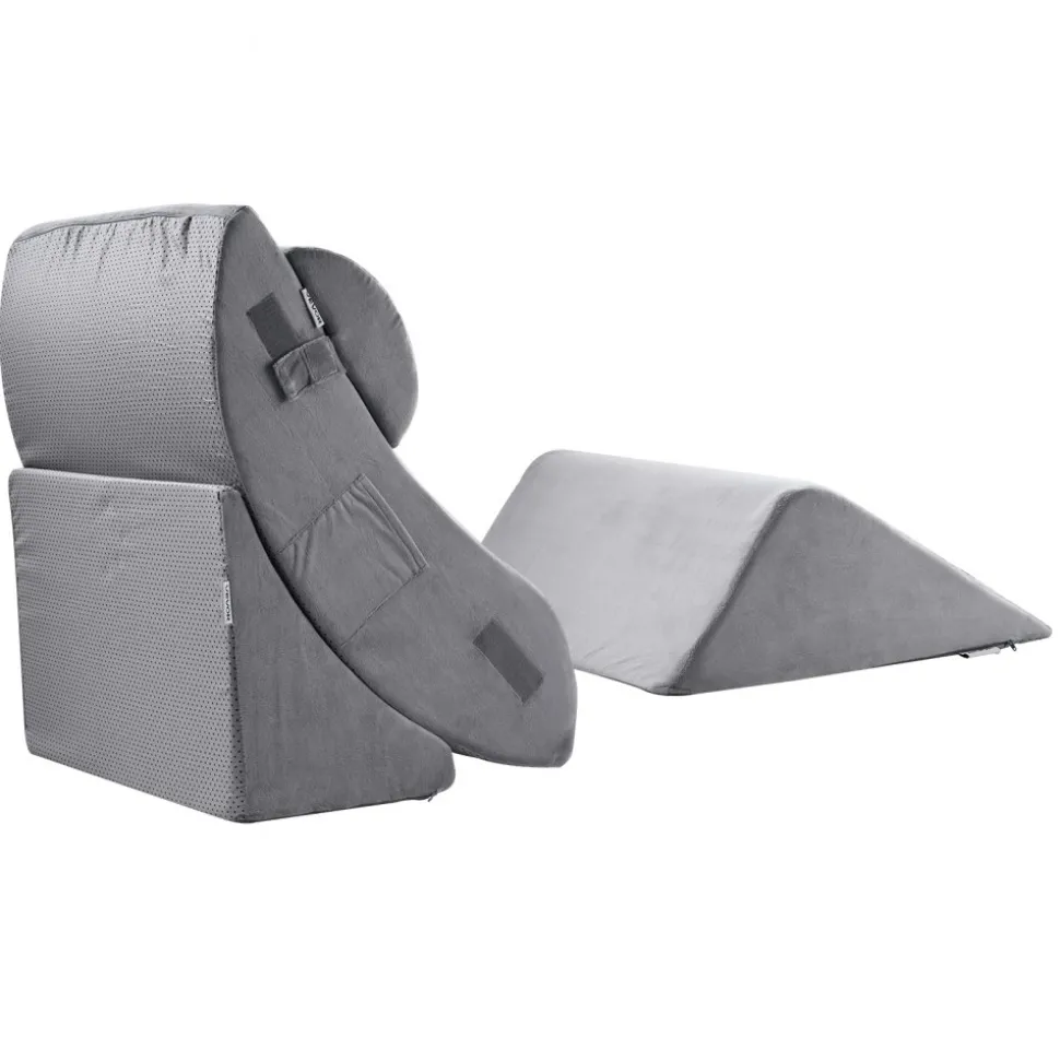 VEVOR Wedge Pillow for Sleeping, 4 Pcs Adjustable Orthopedic Bed Wedge Set, Support Leg Neck Shoulder, Post Surgery Pillow for Back Pain, Acid Reflux, Snoring Relief, Sitting up in Bed, Dark Grey
