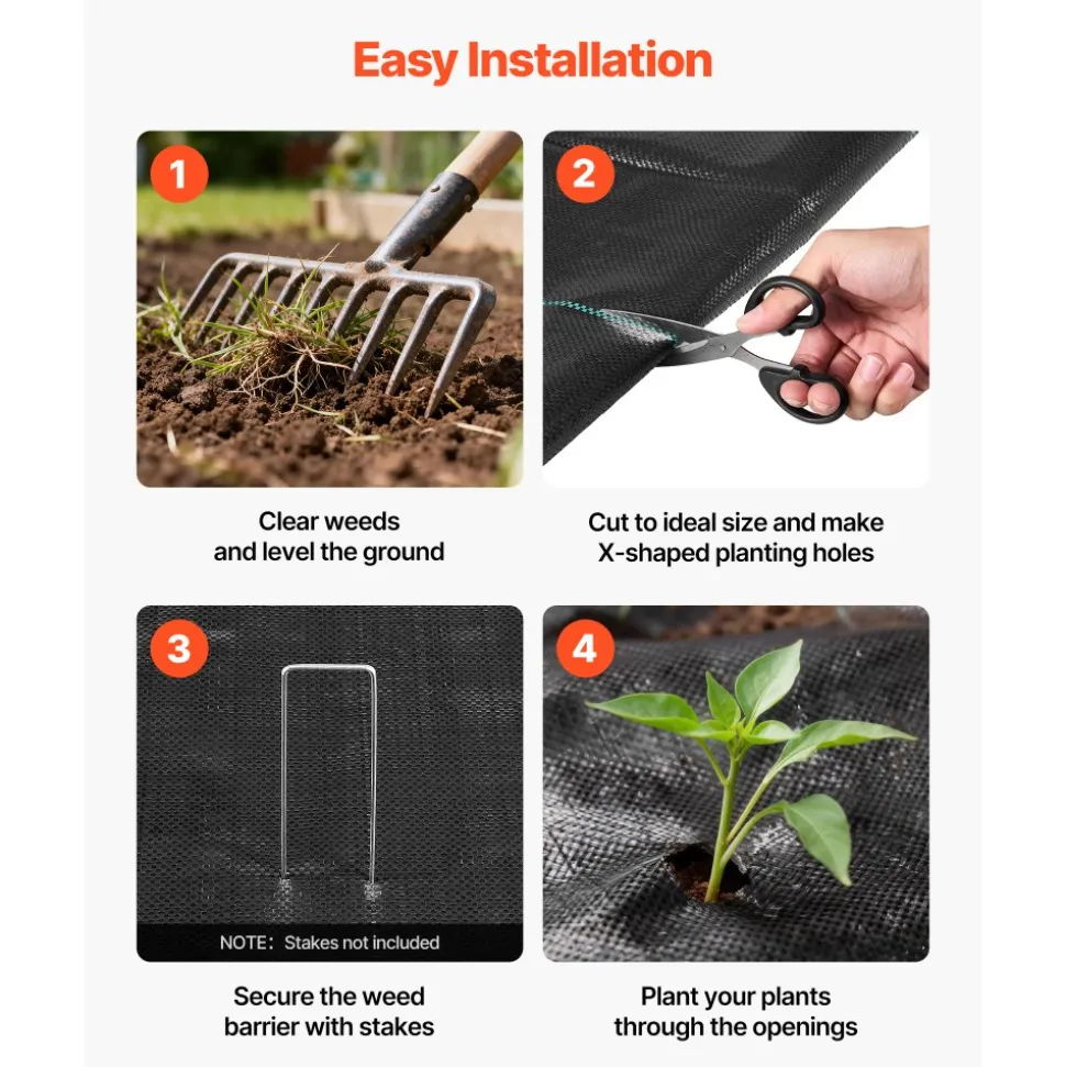 VEVOR Weed Barrier Fabric Heavy Duty, 13x115FT 3.5oz Landscape Fabric, Woven Weed Blocker Fabrics, Garden Fabrics Weeds Barrier, Weeds Control Ground Cover, Geotextile Webbing, Gardening Mat, Black