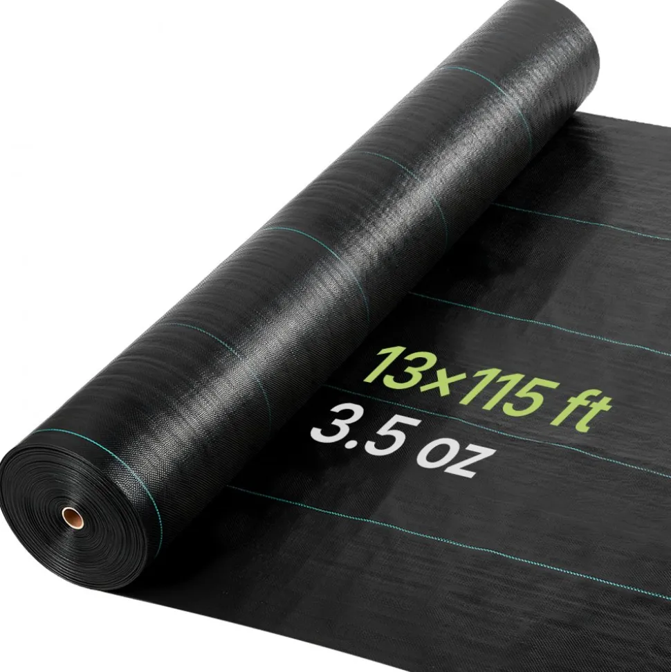 VEVOR Weed Barrier Fabric Heavy Duty, 13x115FT 3.5oz Landscape Fabric, Woven Weed Blocker Fabrics, Garden Fabrics Weeds Barrier, Weeds Control Ground Cover, Geotextile Webbing, Gardening Mat, Black