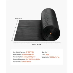 VEVOR Weed Barrier Fabric Heavy Duty, 3x100FT 5oz Landscape Fabric, Woven Weed Blocker Fabrics, Garden Fabrics Weeds Barrier, Weeds Control Ground Cover, Geotextile Webbing, Gardening Mat, Black
