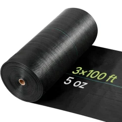 VEVOR Weed Barrier Fabric Heavy Duty, 3x100FT 5oz Landscape Fabric, Woven Weed Blocker Fabrics, Garden Fabrics Weeds Barrier, Weeds Control Ground Cover, Geotextile Webbing, Gardening Mat, Black