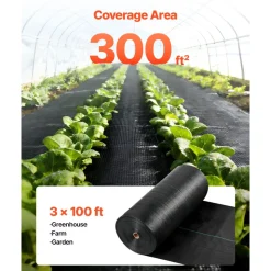 VEVOR Weed Barrier Fabric Heavy Duty, 3x100FT 5oz Landscape Fabric, Woven Weed Blocker Fabrics, Garden Fabrics Weeds Barrier, Weeds Control Ground Cover, Geotextile Webbing, Gardening Mat, Black